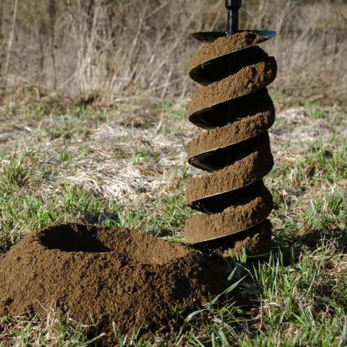 Auger flutes show how they clear soil from the ground